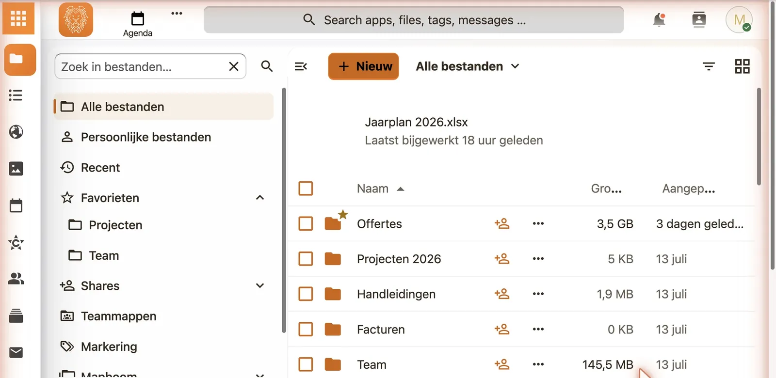Schermafbeelding van de bestanden in Veenstra IT Werkplek
